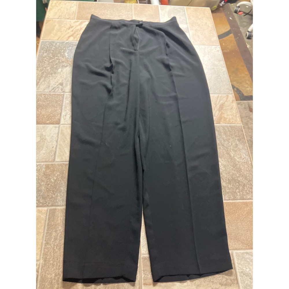AGB Byer California Black Polyester Pleated Wide Leg Trousers Pants‎ Size 14